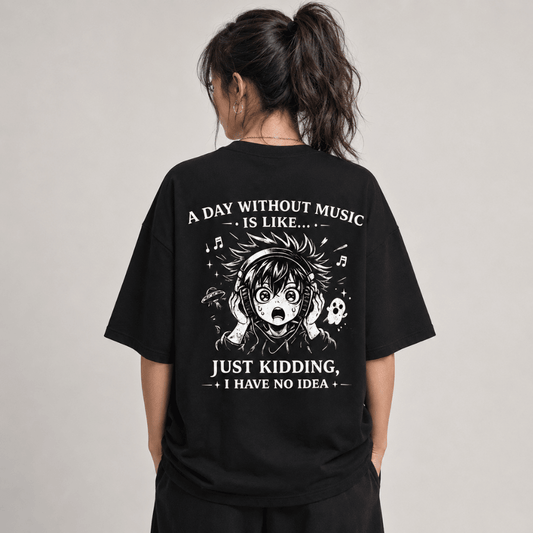A Day Without Music Chibi Okarun unisex Oversized Anime T-Shirt