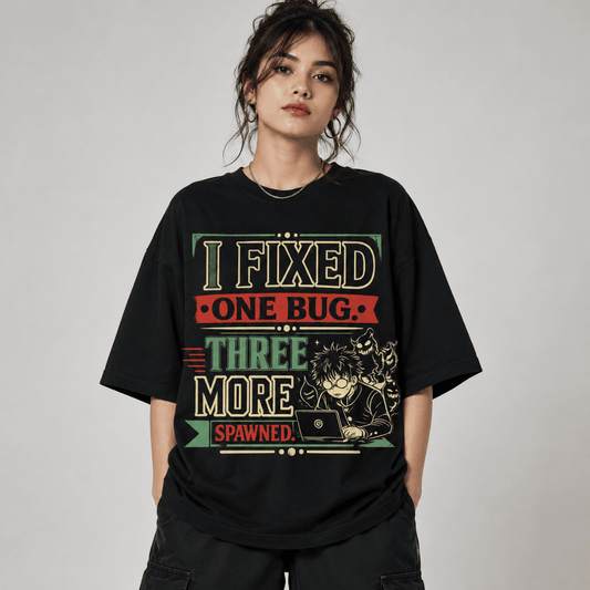 Anime Inspired Programmer Unisex Oversized T-Shirt | Bug Fixing Survivor