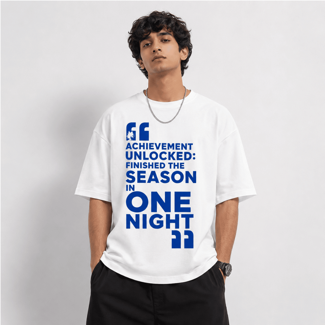 Achievement Unlocked: Finished the Season in One Night Oversized Anime T-Shirt | Unisex Heavy Cotton Tee