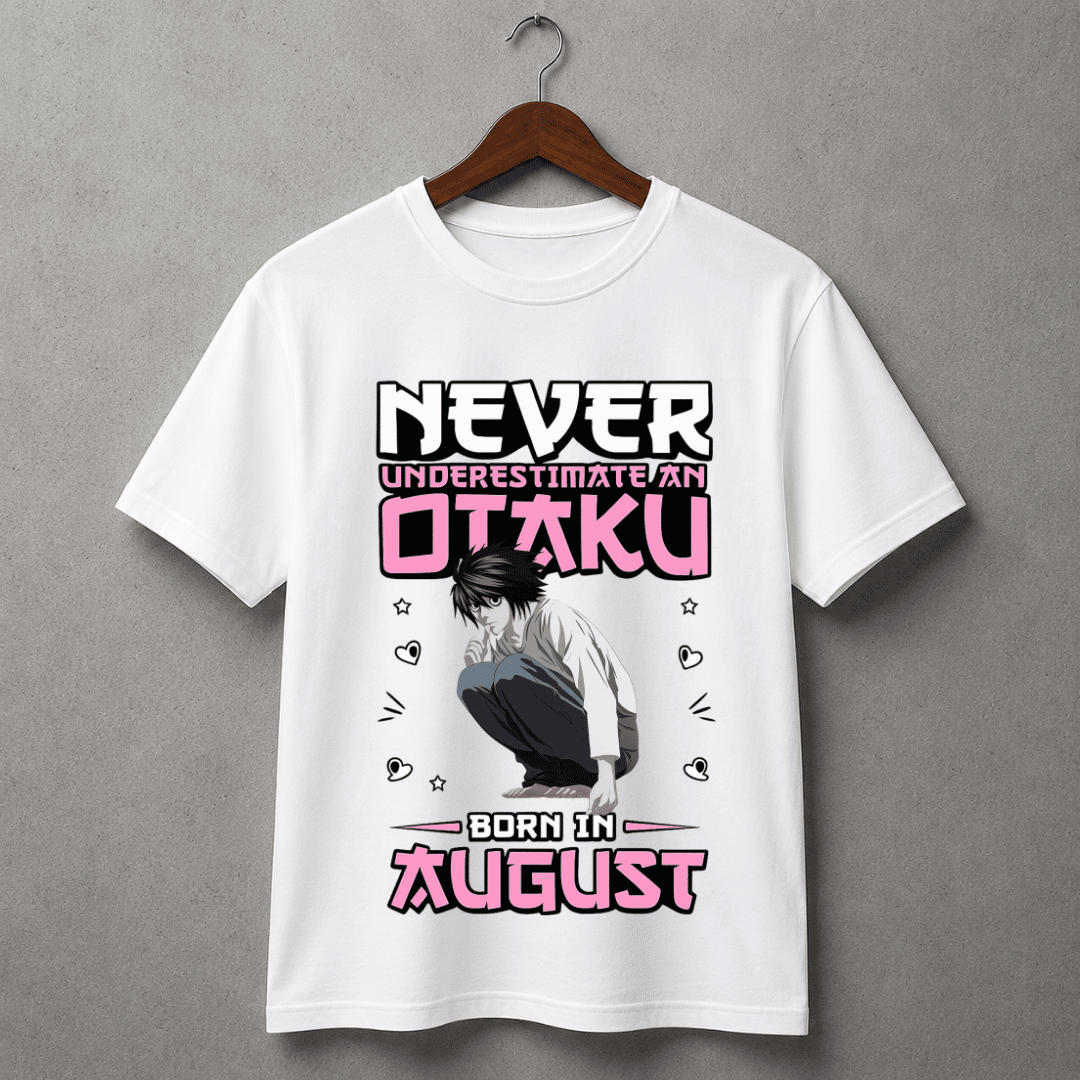 Never Underestimate an Otaku Born in August Regular Fit Anime T-Shirt | Premium Cotton Tee