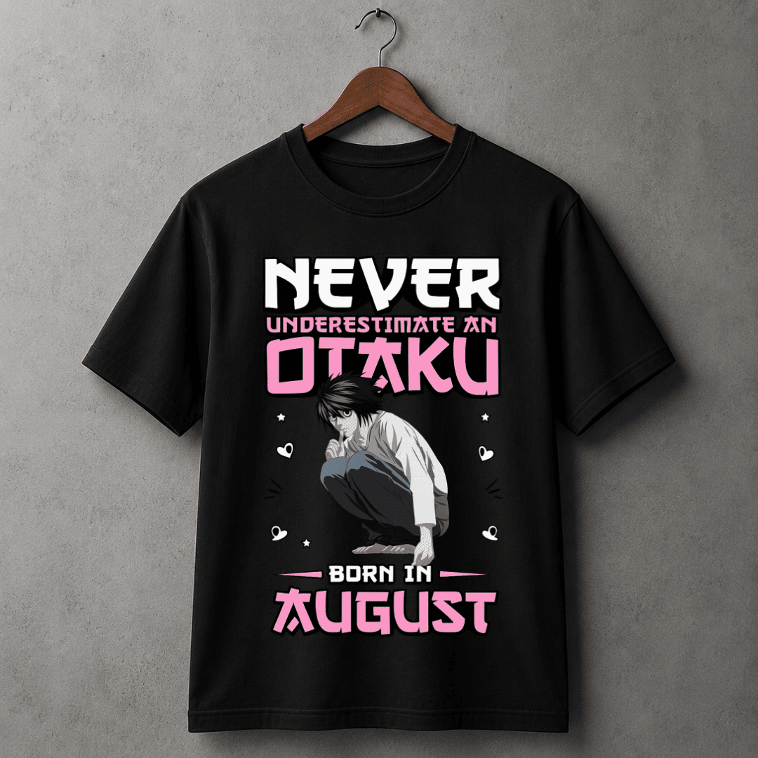 Never Underestimate an Otaku Born in August Regular Fit Anime T-Shirt | Premium Cotton Tee
