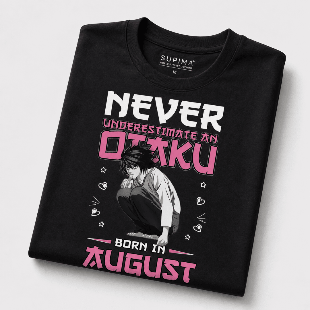 Never Underestimate an Otaku Born in August Regular Fit Anime T-Shirt | Premium Cotton Tee