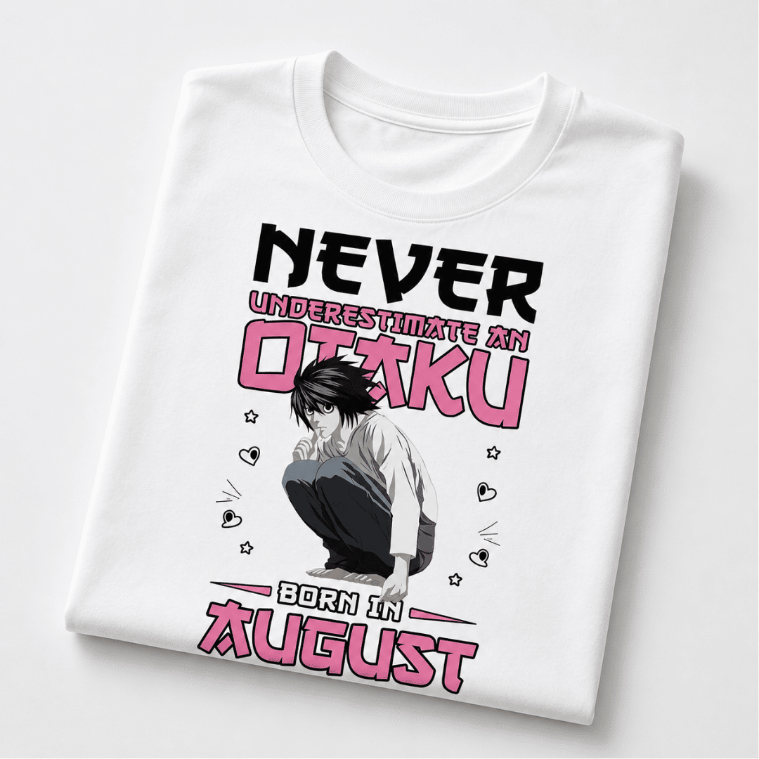 Never Underestimate an Otaku Born in August Regular Fit Anime T-Shirt | Premium Cotton Tee