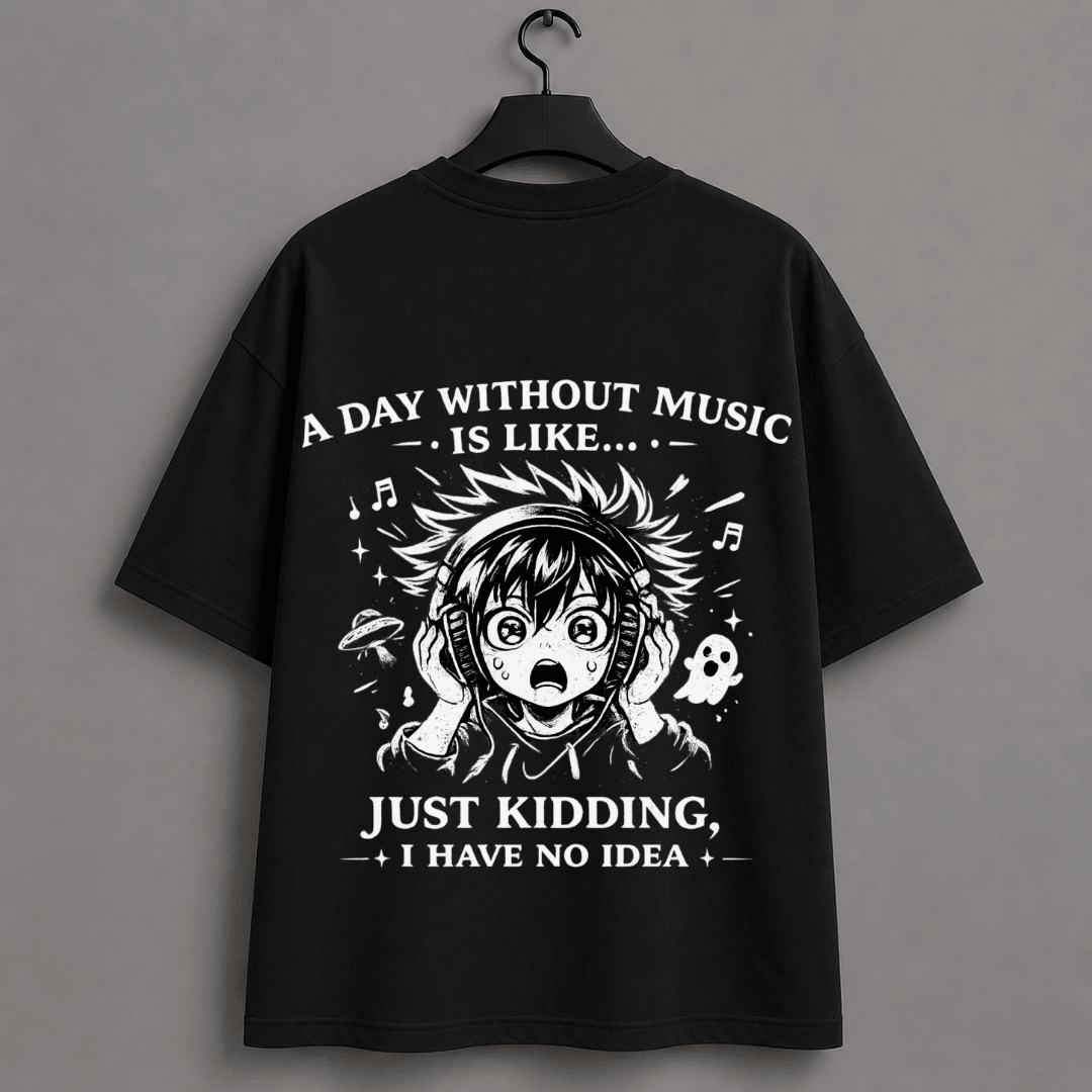 A Day Without Music Chibi Okarun unisex Oversized Anime T-Shirt