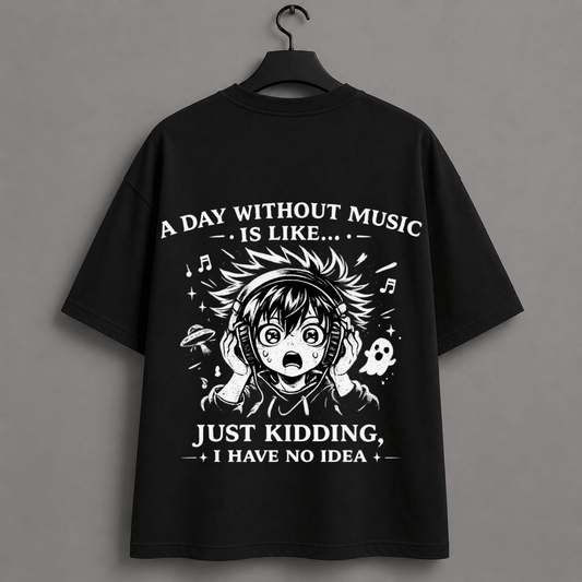 A Day Without Music Chibi Okarun unisex Oversized Anime T-Shirt