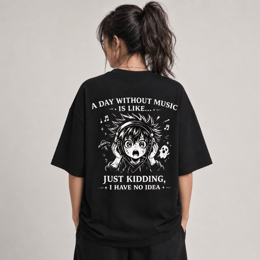 A Day Without Music Chibi Okarun unisex Oversized Anime T-Shirt