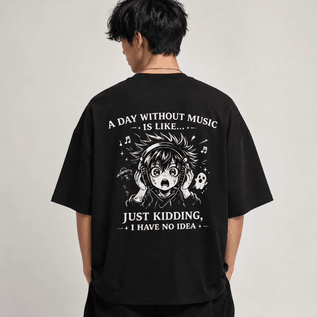 A Day Without Music Chibi Okarun unisex Oversized Anime T-Shirt