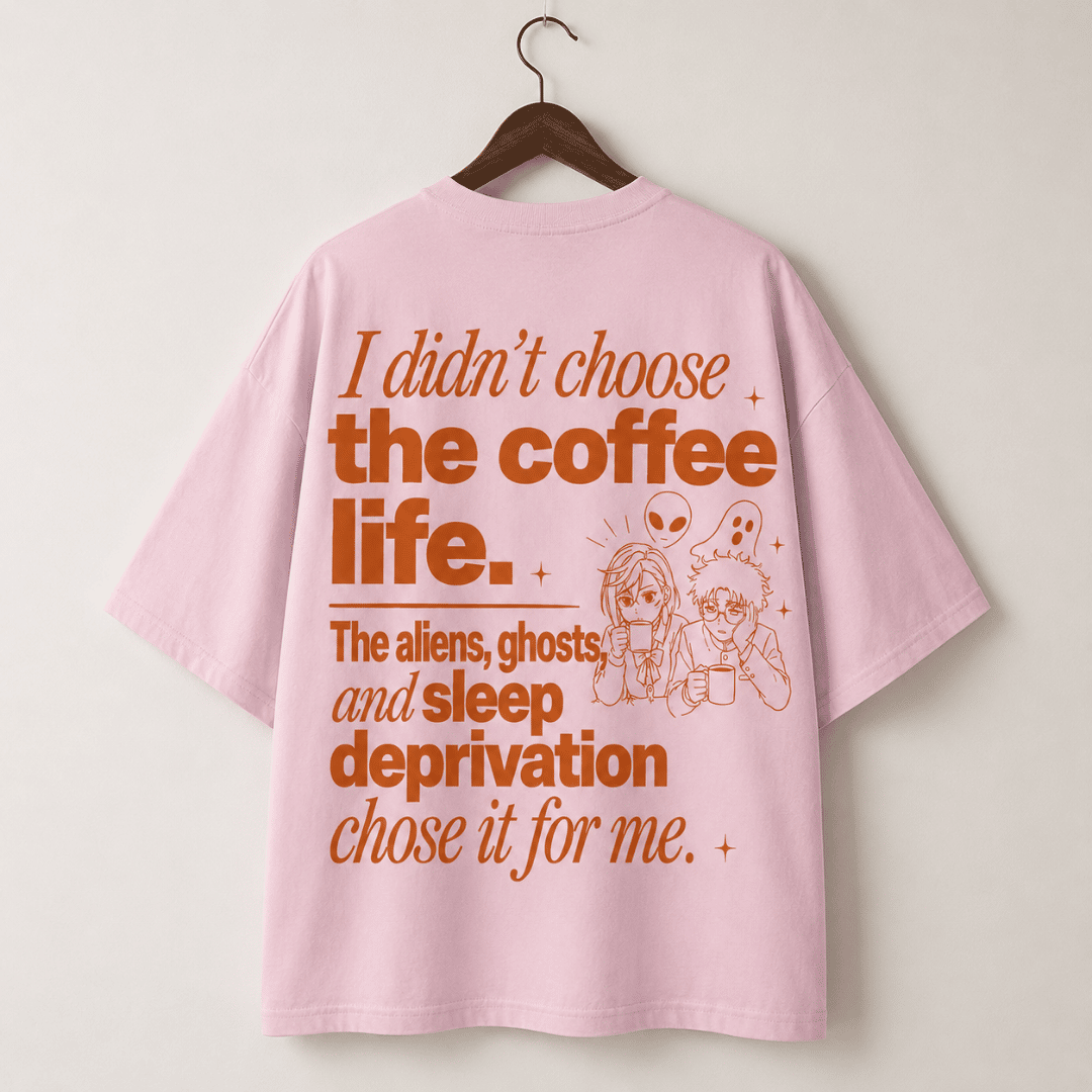 Coffee Life Oversized Unisex T-Shirt | DAN DA DAN Inspired Anime Coffee Graphic Tee