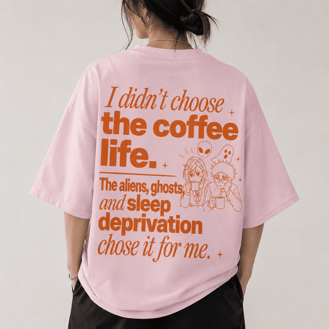 Coffee Life Oversized Unisex T-Shirt | DAN DA DAN Inspired Anime Coffee Graphic Tee