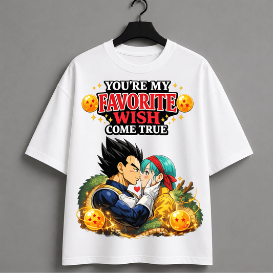 You're My Favorite Wish Come True Oversized T-Shirt – Dragon Ball Z Couple Anime Tee