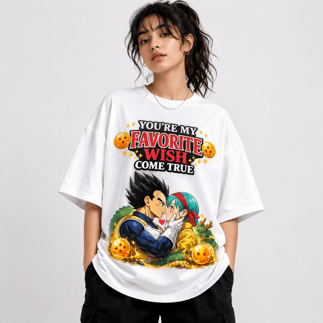 You're My Favorite Wish Come True Oversized T-Shirt – Dragon Ball Z Couple Anime Tee