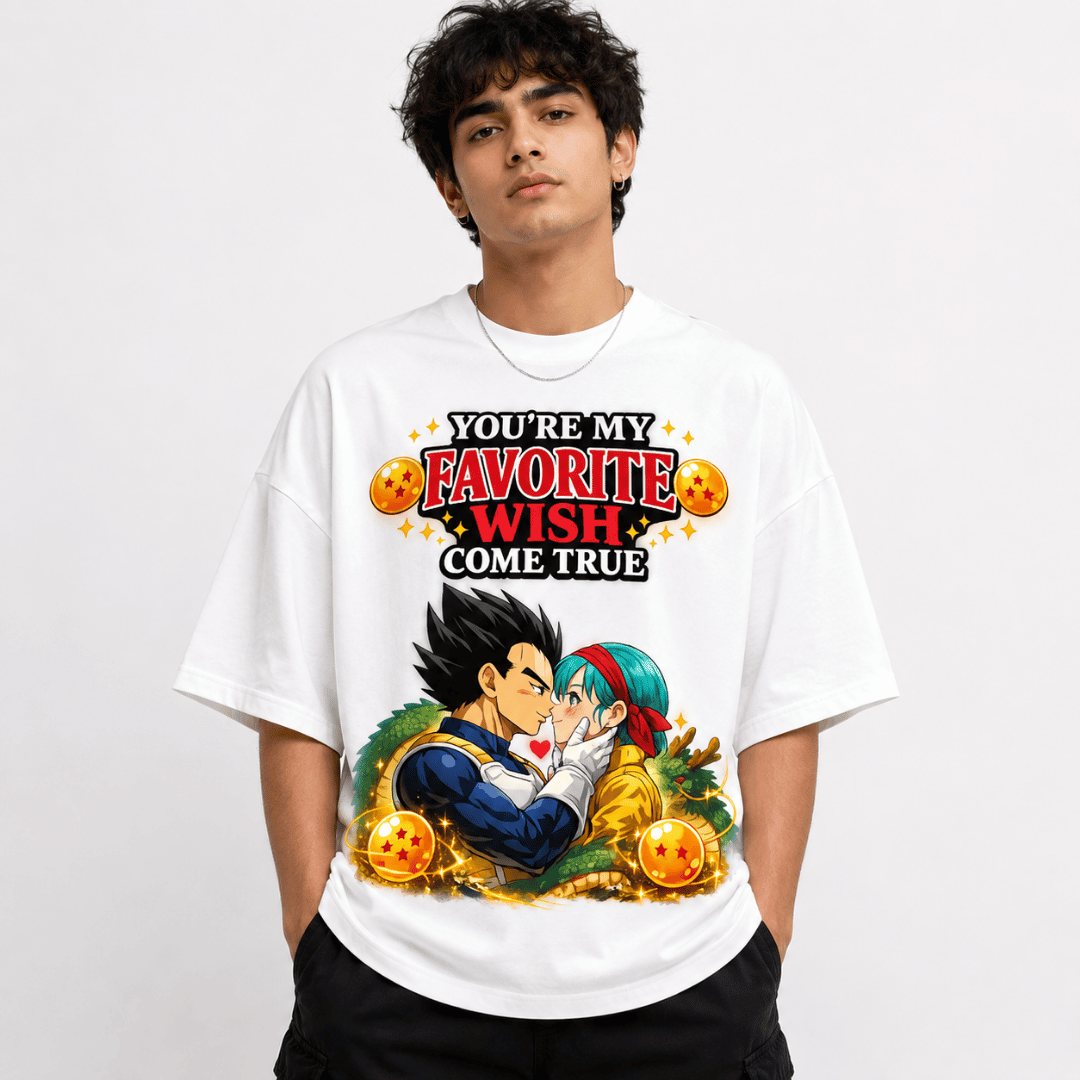 You're My Favorite Wish Come True Oversized T-Shirt – Dragon Ball Z Couple Anime Tee
