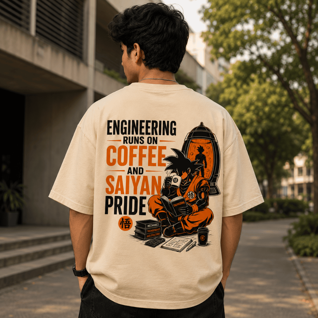 Engineering Student Anime Oversized T-Shirt for Coffee Lovers