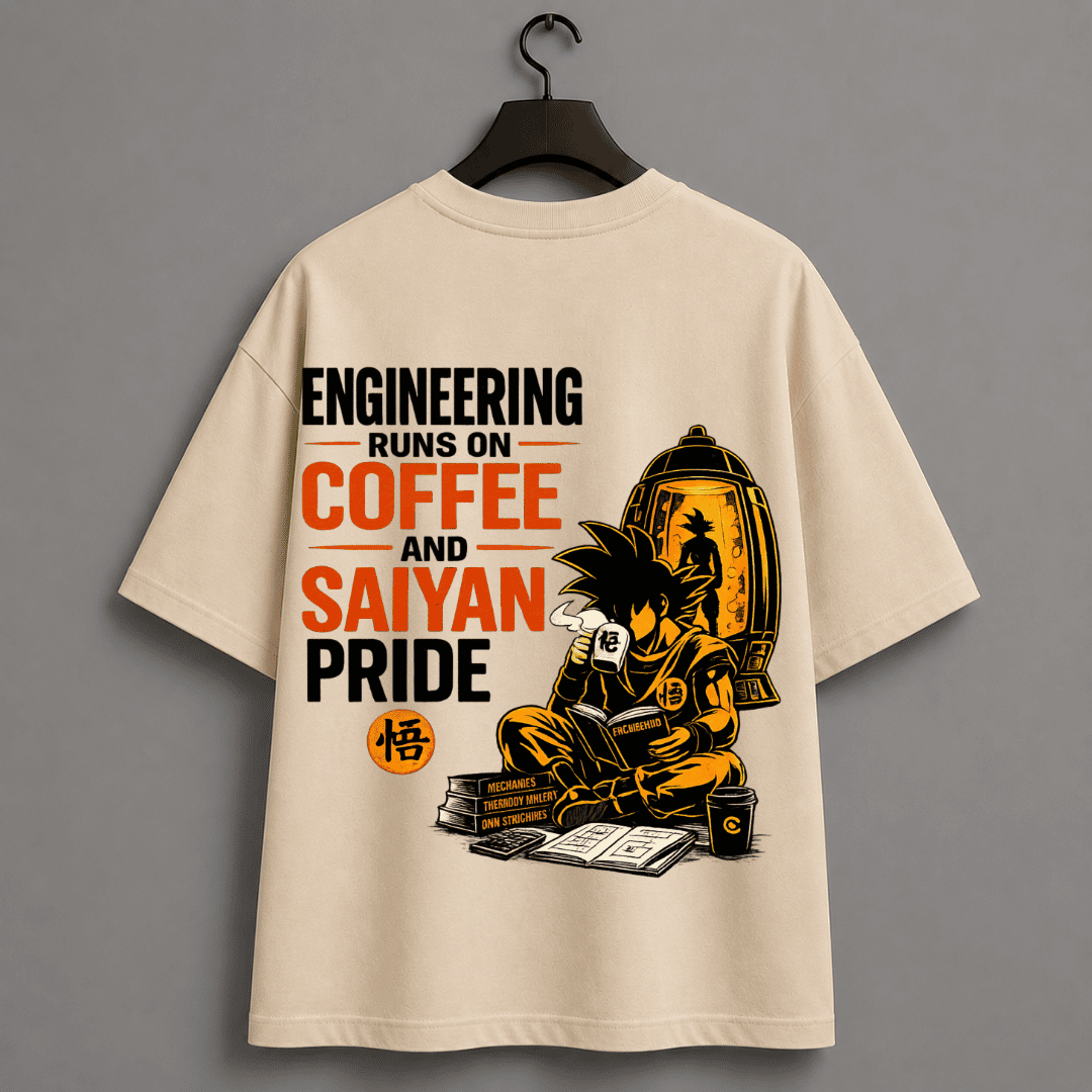 Engineering Student Anime Oversized T-Shirt for Coffee Lovers