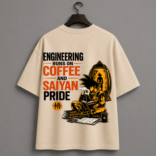 Engineering Student Anime Oversized T-Shirt for Coffee Lovers