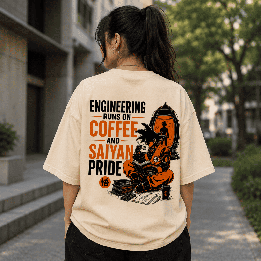 Engineering Student Anime Oversized T-Shirt for Coffee Lovers