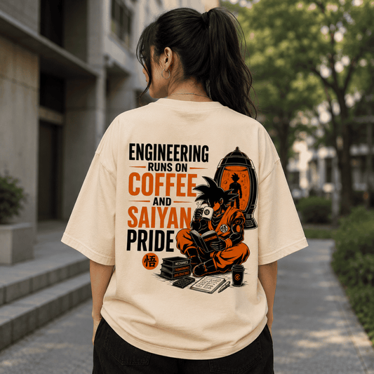 Engineering Student Anime Oversized T-Shirt for Coffee Lovers