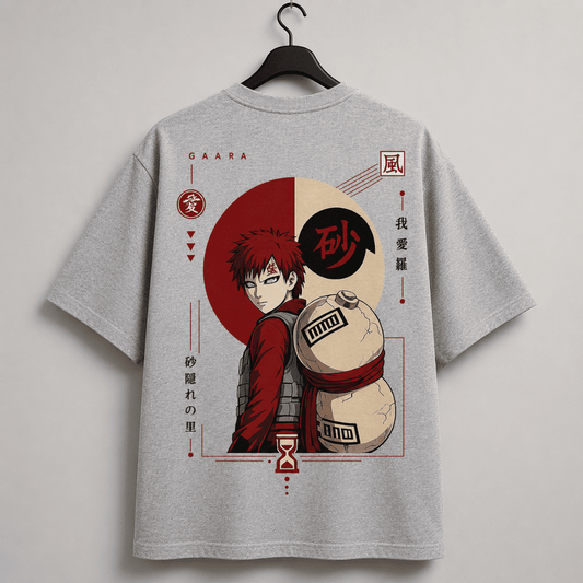 Gaara of the Sand Anime Oversized T-Shirt | Naruto Shippuden Graphic Tee