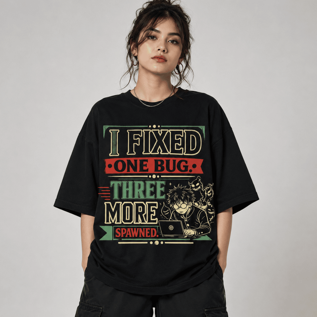 Anime Inspired Programmer Unisex Oversized T-Shirt | Bug Fixing Survivor