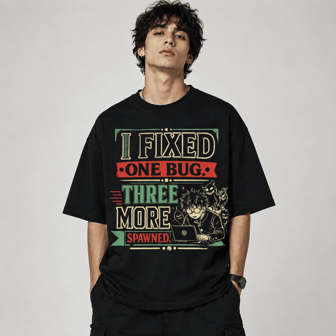 Anime Inspired Programmer Unisex Oversized T-Shirt | Bug Fixing Survivor