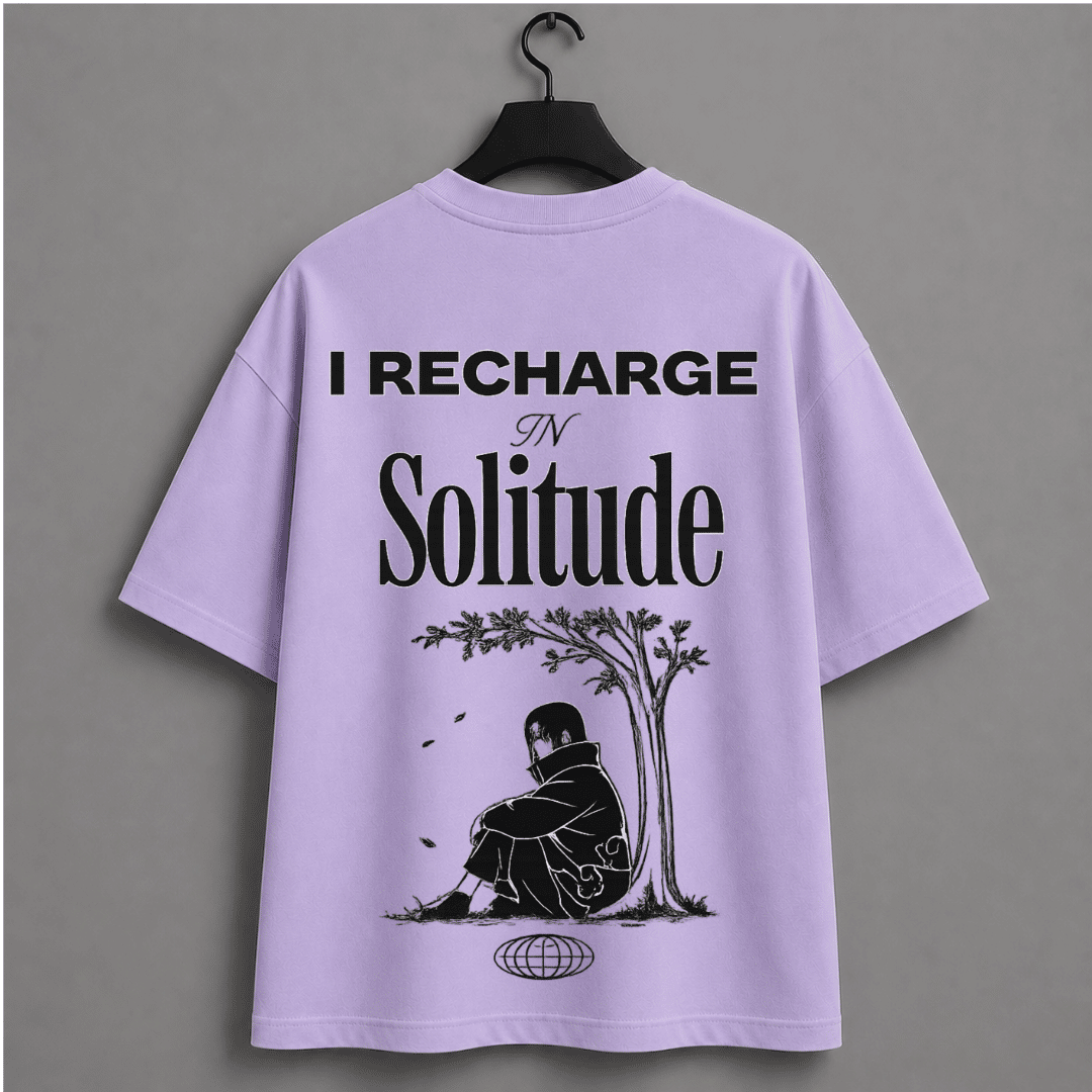 I Recharge In Solitude Naruto Inspired Unisex Oversized T-Shirt | Minimal Introvert Anime Graphic Tee