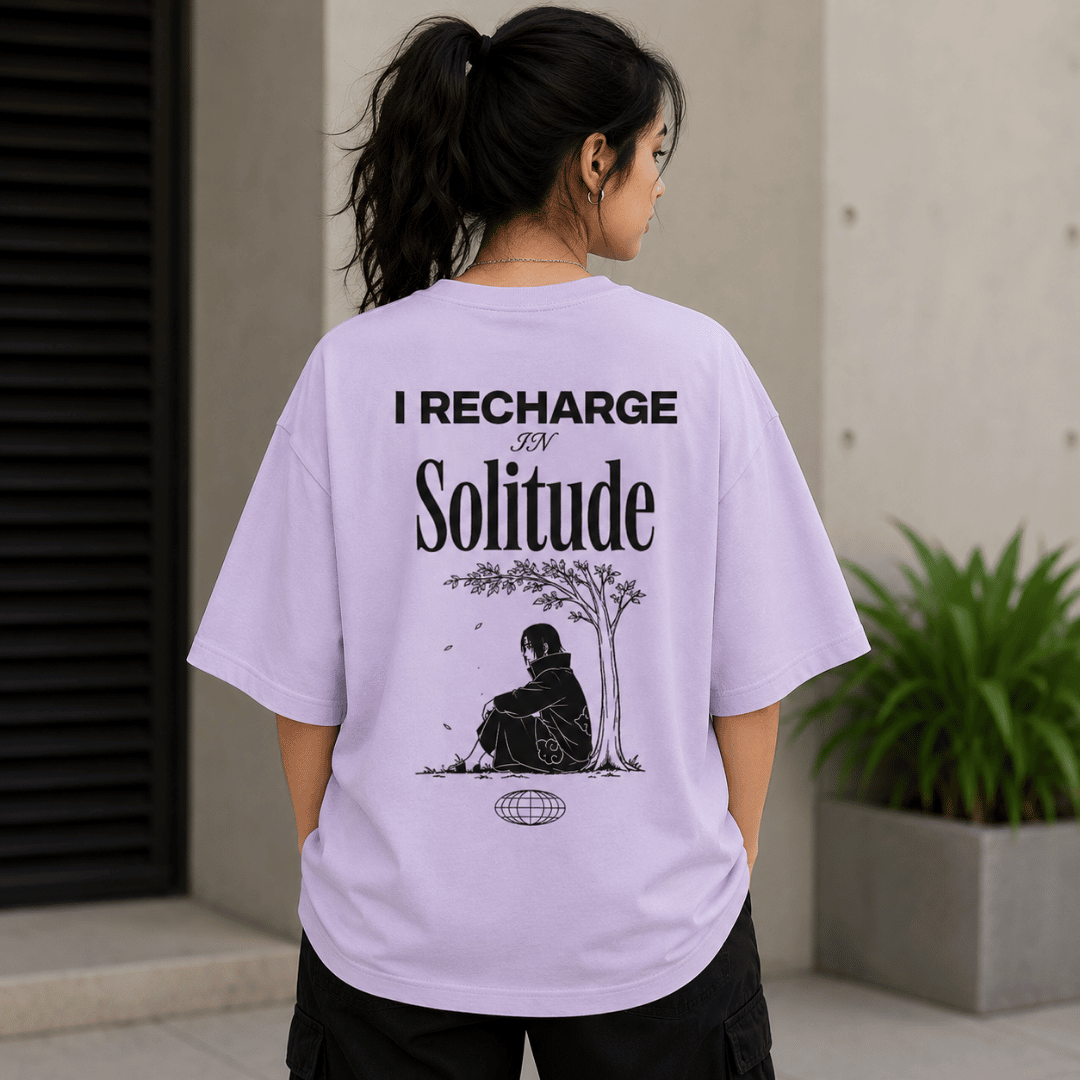 I Recharge In Solitude Naruto Inspired Unisex Oversized T-Shirt | Minimal Introvert Anime Graphic Tee