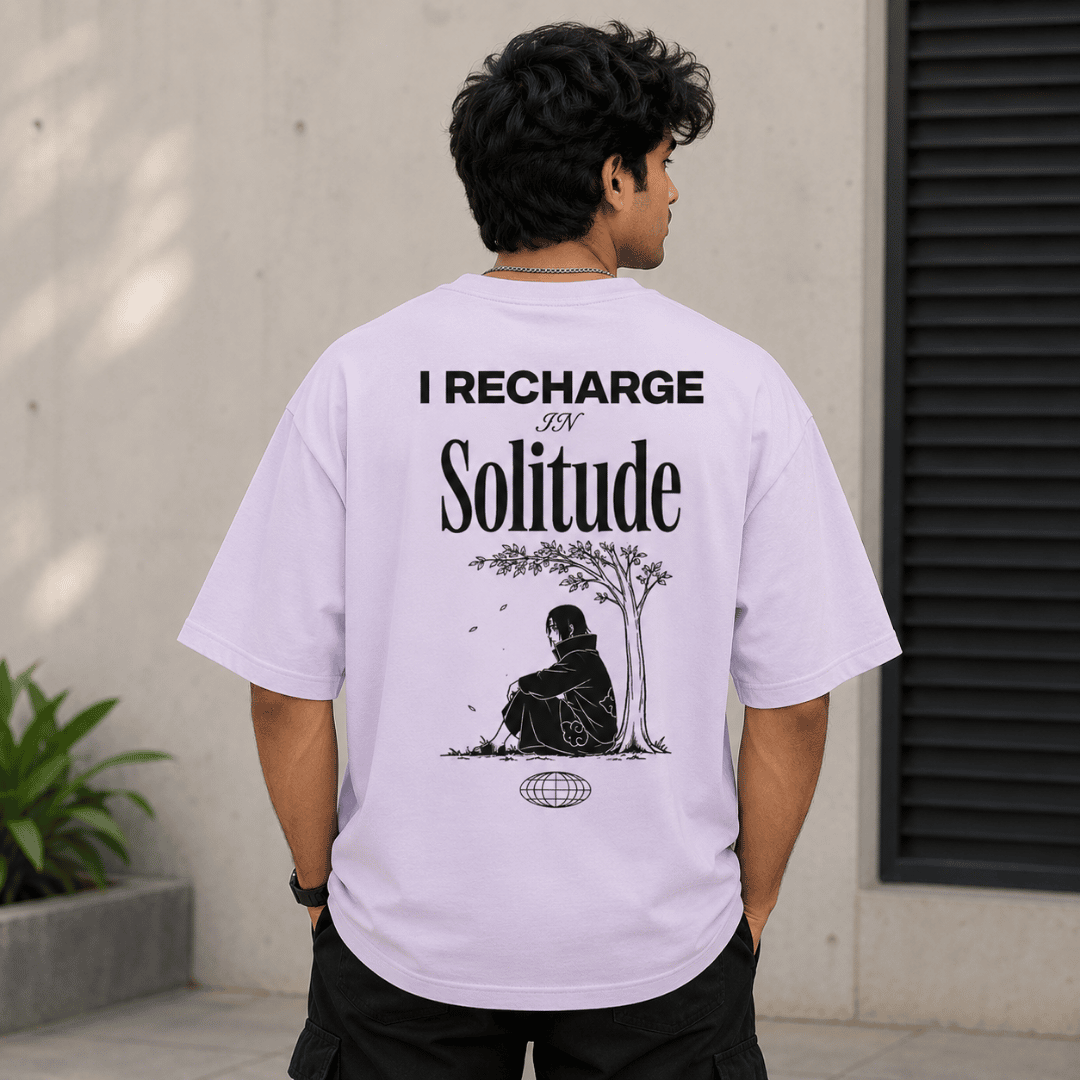I Recharge In Solitude Naruto Inspired Unisex Oversized T-Shirt | Minimal Introvert Anime Graphic Tee