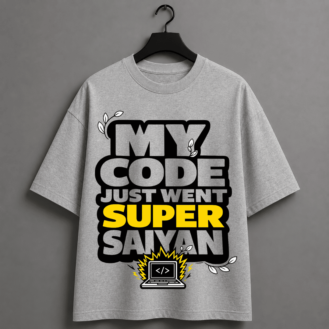 My Code Just Went Super Saiyan Unisex Oversized T-Shirt | Anime Programmer Graphic Tee for Developers