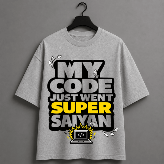 My Code Just Went Super Saiyan Unisex Oversized T-Shirt | Anime Programmer Graphic Tee for Developers
