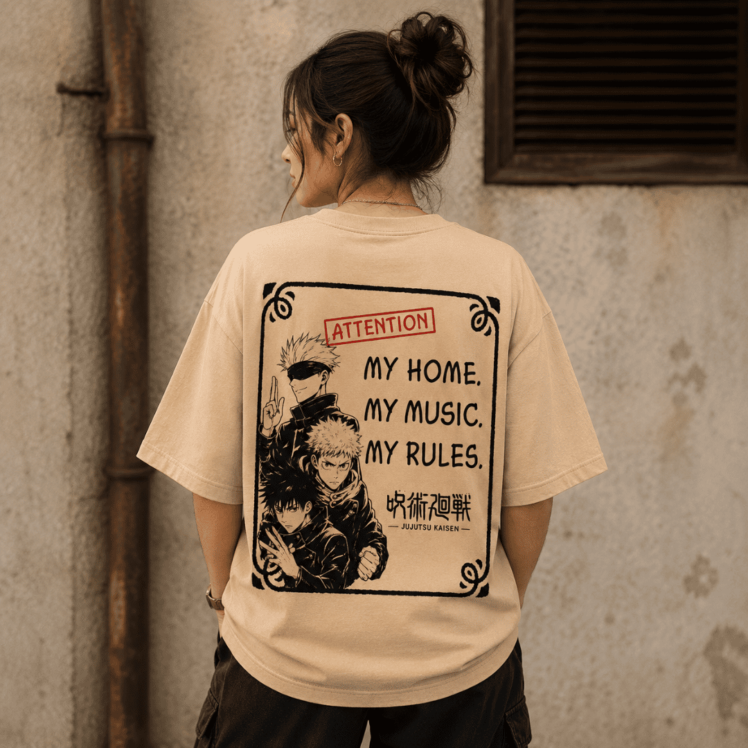 Jujutsu Kaisen inspired Oversized T-Shirt for Anime & Music Lovers