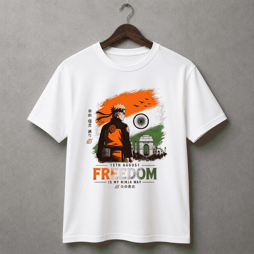 Naruto Inspired Independence Day Standard Crew T-Shirt | Unisex Anime Patriotic Tee