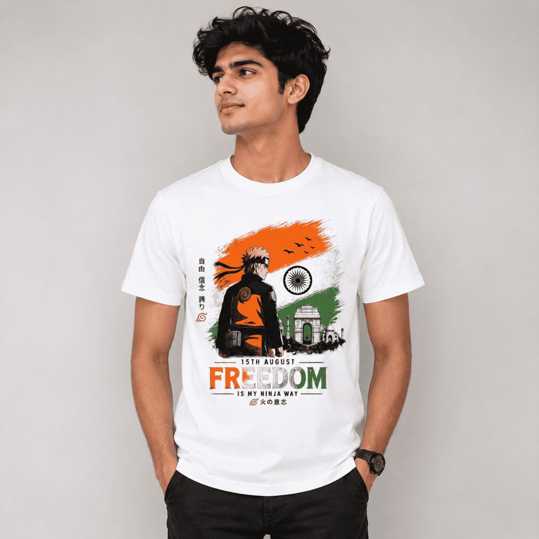 Naruto Inspired Independence Day Standard Crew T-Shirt | Unisex Anime Patriotic Tee