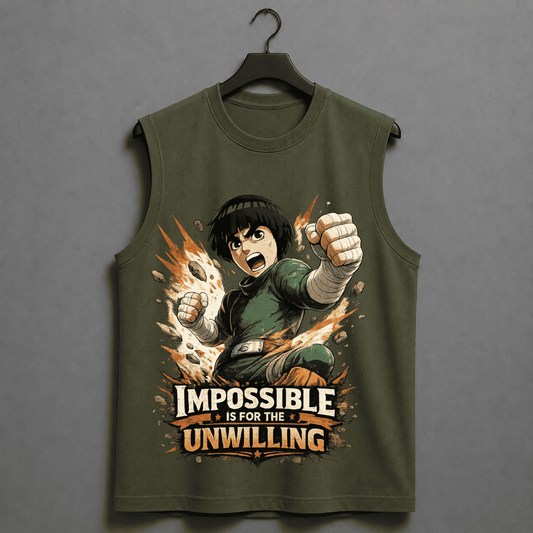Rock Lee - Impossible Is For The Unwilling - Men's Sleeveless Gym Tank | Naruto Anime Workout Vest