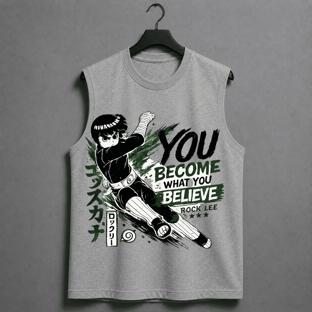 Rock Lee - You Become What You Believe - Men's Sleeveless Gym Tank Top | Anime Workout Vest