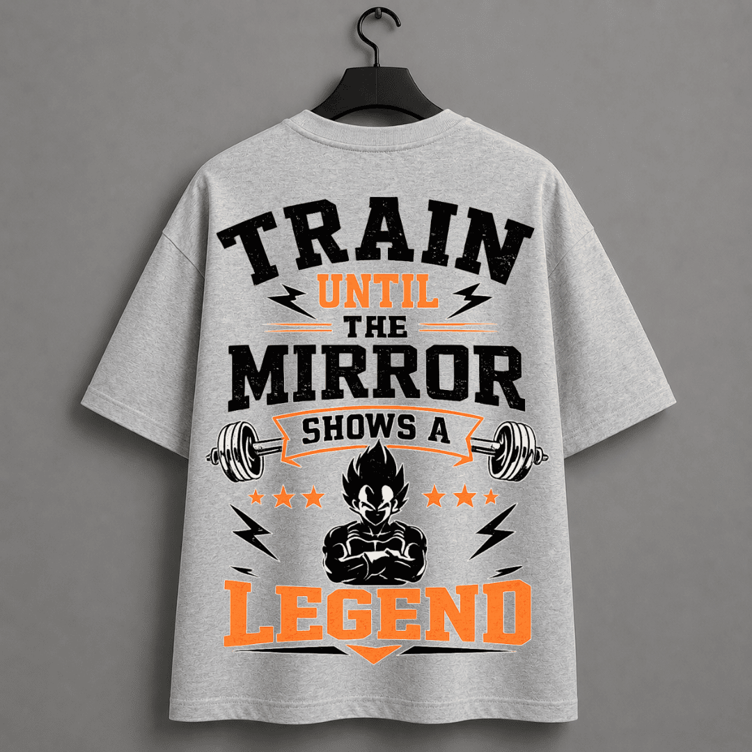 Train Until The Mirror Shows A Legend Unisex Oversized Gym T-Shirt | Dragon Ball Z Inspired Fitness Tee