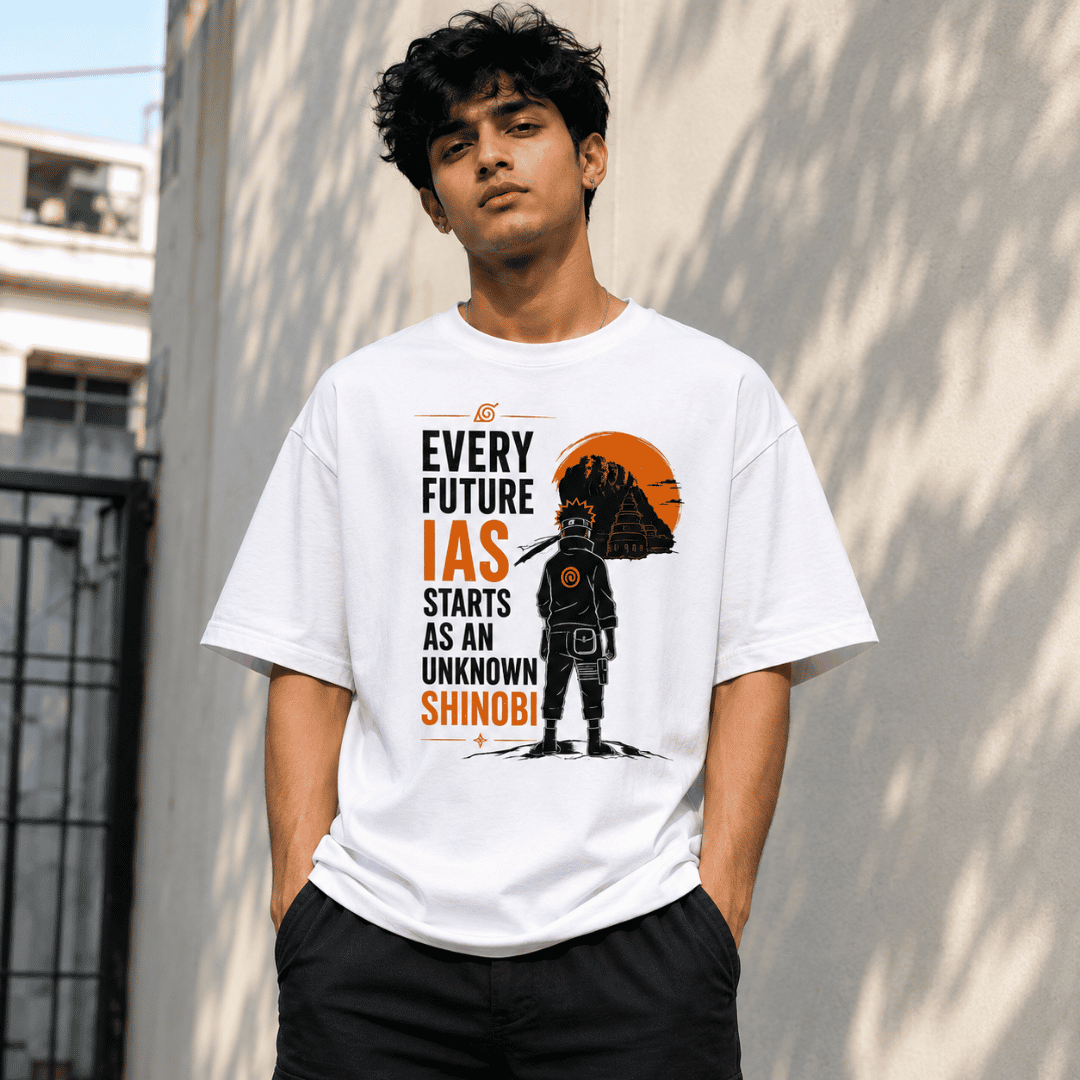 UPSC Aspirant Naruto Inspired Oversized T-Shirt – Unknown Shinobi