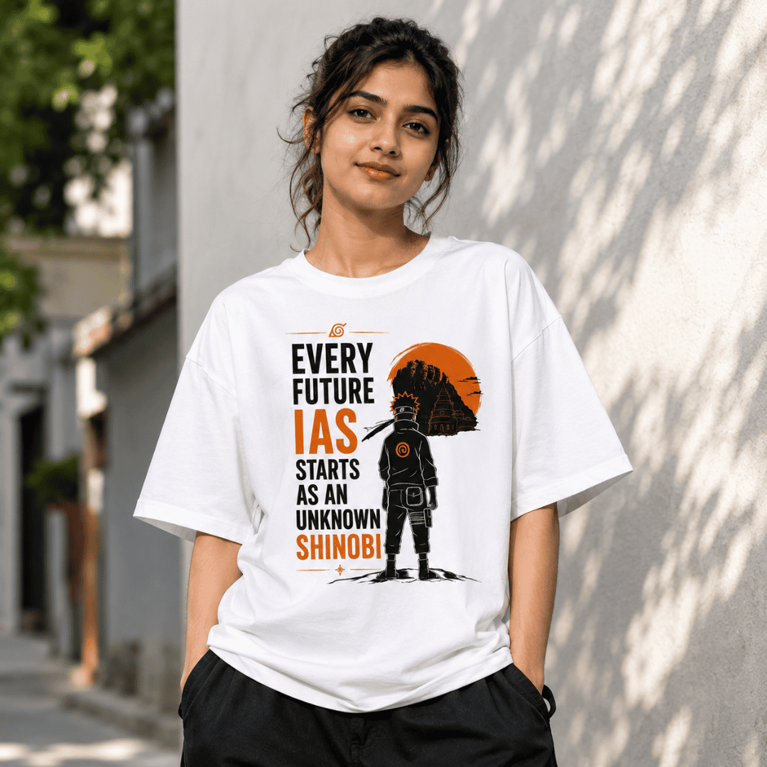 UPSC Aspirant Naruto Inspired Oversized T-Shirt – Unknown Shinobi