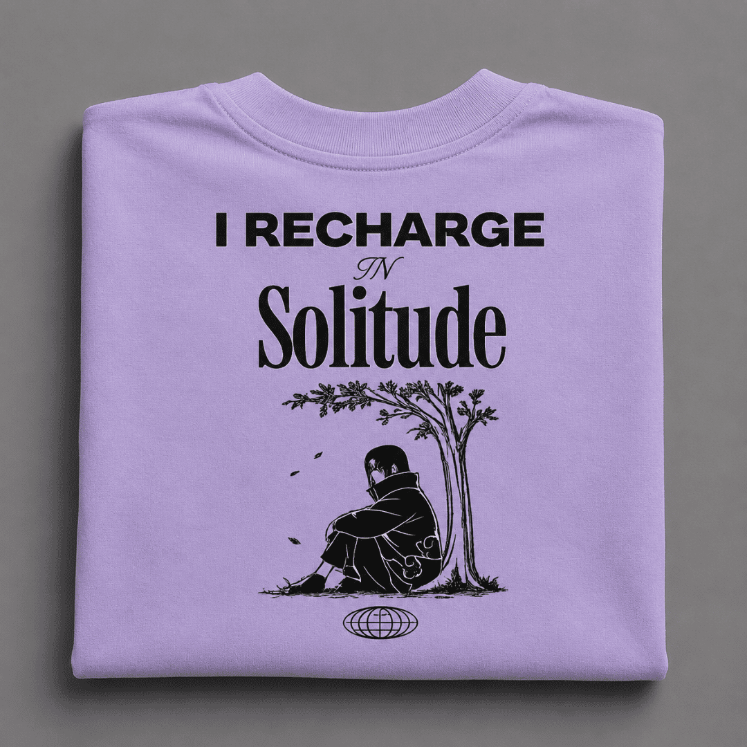 I Recharge In Solitude Naruto Inspired Unisex Oversized T-Shirt | Minimal Introvert Anime Graphic Tee