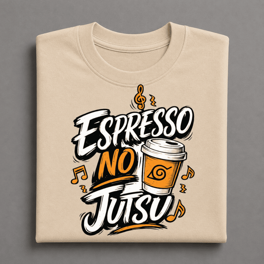 Espresso No Jutsu Oversized T-Shirt for Coffee & Anime Lovers | Unisex Naruto-Inspired Graphic Tee