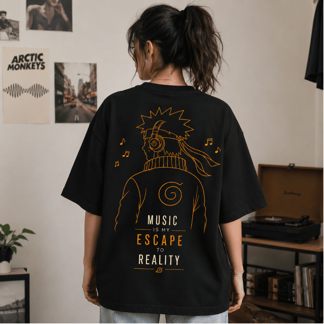 Anime Music Lover Oversized Graphic T-Shirt
