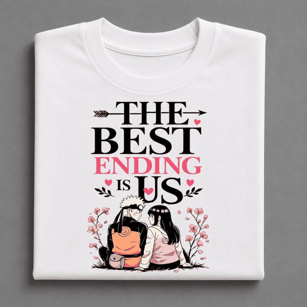 The Best Ending Is Us unisex Oversized T-Shirt – Naruto & Hinata inspired Anime Couple Tee